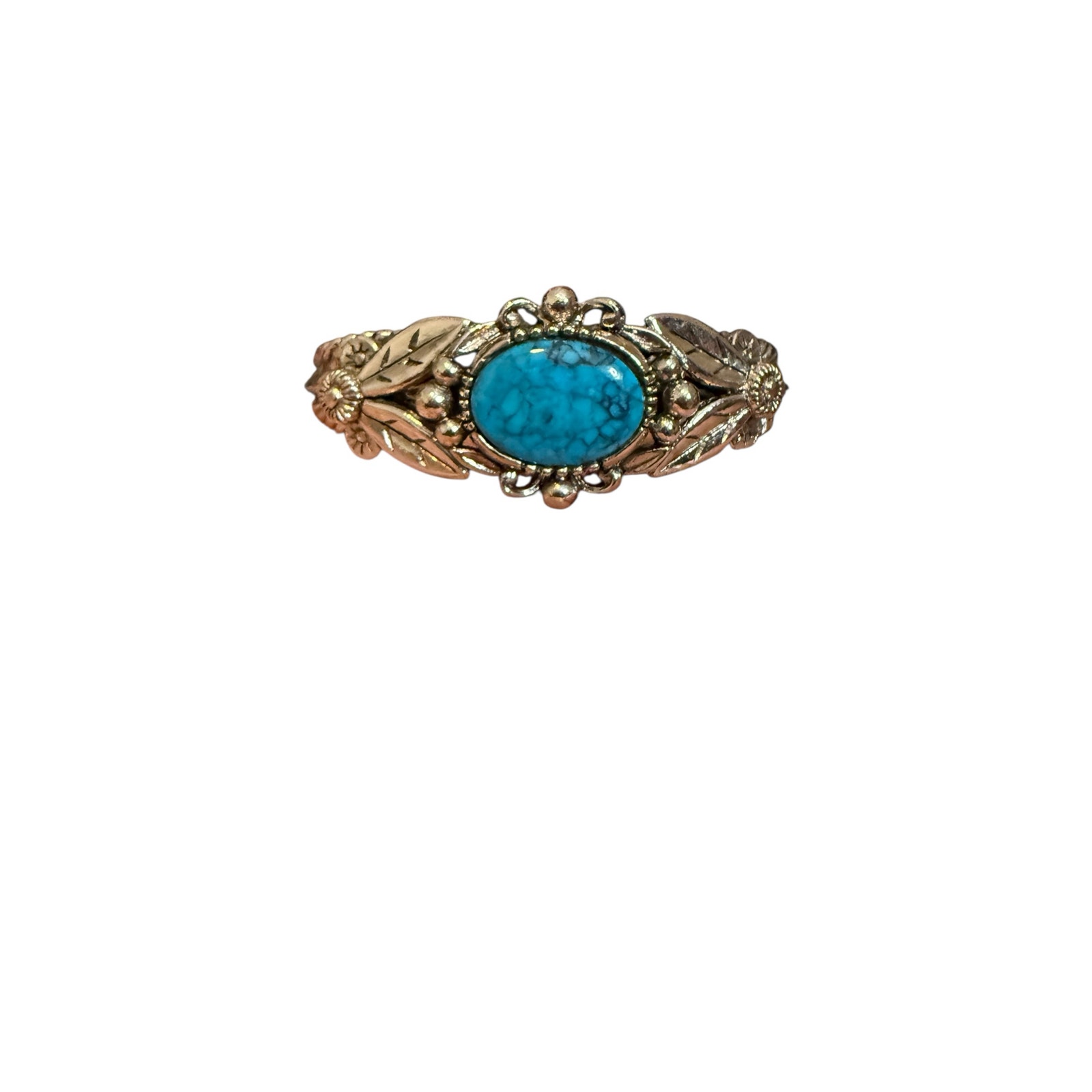 Vintage Art Arthur Pepper Silvertone Art Nouveau Turquoise Cuff Bracelet